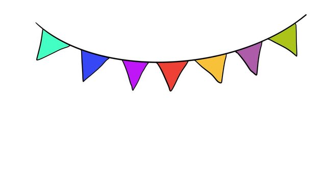 Colourful triangle flag on white background