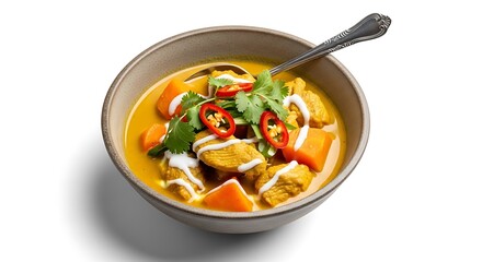 Hearty Curry Soup with Vegetables and Protein.