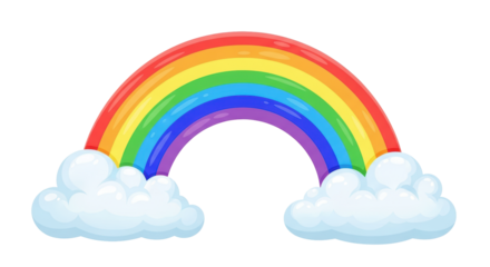 Isolated Colorful Rainbow with Clouds