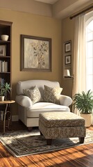 High quality image of assisted Living Room Interior, Peaceful Comfort.
