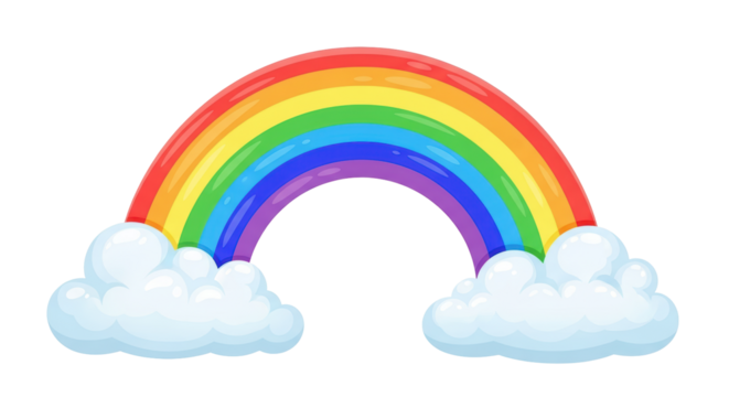 Isolated Colorful Rainbow with Clouds