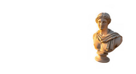 Bust of a classical greek or roman statue of a woman, isolated on transparent background