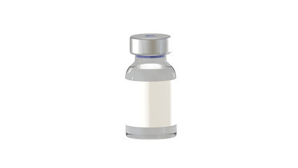 Vaccine bottle with liquid 3D rendering