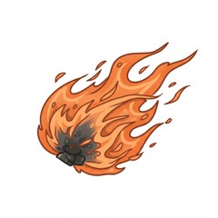 Obraz premium Dynamic Fiery Fireball with Intense Orange and Red Flames Isolated on White