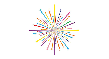 Creative Colorful Radiating Lines with Circles Burst Abstract Background Element