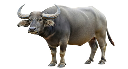 Isolated Asian Water Buffalo with Large Horns