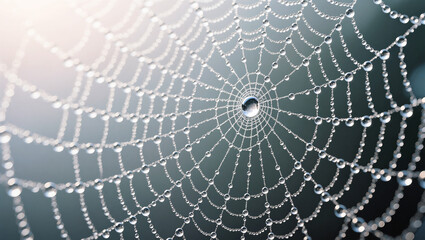 Dew-Kissed Spiderweb A Delicate Display of Nature's Architecture