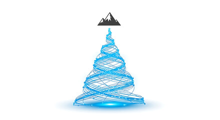 Abstract Flowing Mountain Silhouette Digital Connection Network Structure Concept