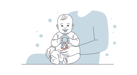 Smiling Baby Being Held Gently Is A Delightful Representation Of Childhood And Parental Love