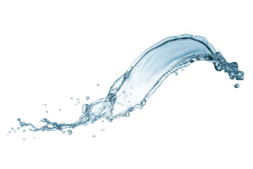 Dynamic turquoise water splash frozen in mid-air with droplets against a clean isolated surface transparent background