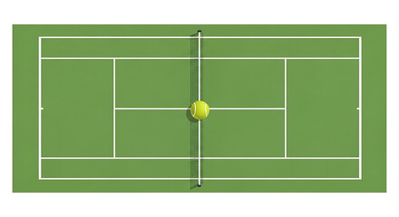 Realistic Flat Design Tennis Court with Ball Top View Illustration