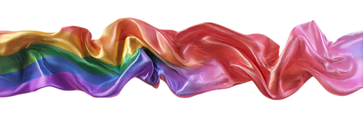 Rainbow flag fabric, flowing and draped