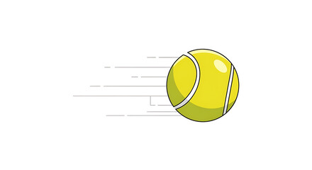 Simple Flat Style Flying Tennis Ball Sport Equipment Illustration