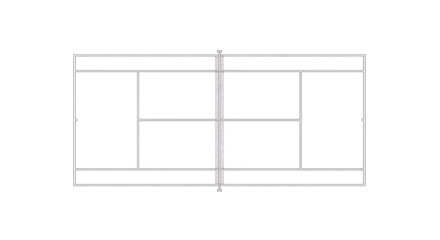 Minimalist Linear Tennis Court Line Art Sport Field Illustration