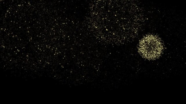 Golden fireworks animation on transparent background alpha channel
