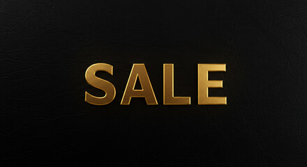 Sale text in gold letters on black background  