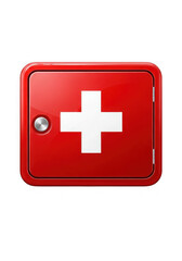 Obraz premium Red First Aid Kit with White Cross Symbol on transparent background