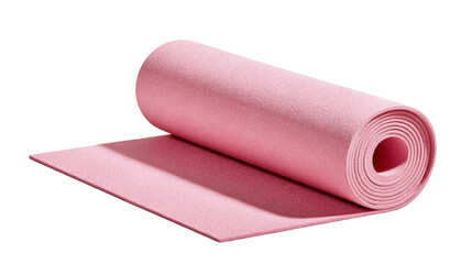 Unfurling serenity a pastel pink yoga mat offering a tranquil space for mindful wellness isolated