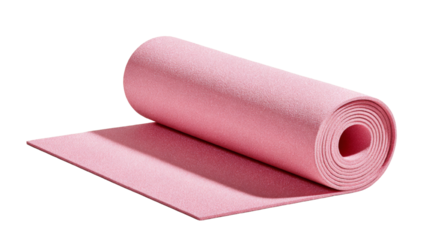 Unfurling serenity a pastel pink yoga mat offering a tranquil space for mindful wellness isolated
