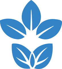 Obraz premium Vibrant blue abstract leaf design symbolizing growth and nature renewal in a clean and modern aesthetic