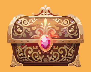 Ornate handbag with a red crystal, a fashionable accessory for a casual dress-up Game