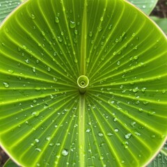 Green leaf pattern with water drops