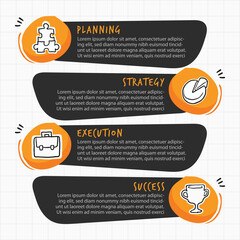 Business Infographic Timeline with Planning Strategy Execution and Success Steps