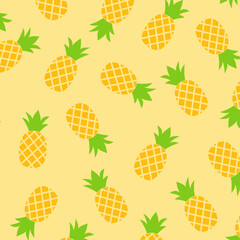 Tropical Pineapple Seamless Texture. Pineapple Repeat Pattern. Exotic Summer Fruit Background