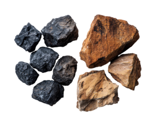 Assorted dark and light rocks