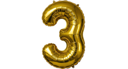 Isolated Golden Number Three Balloon © Natasha