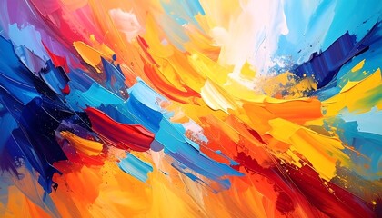Vibrant abstract painting with bold, mixed brushstrokes of vibrant colors