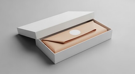 Beige Leather Wallet in White Box.