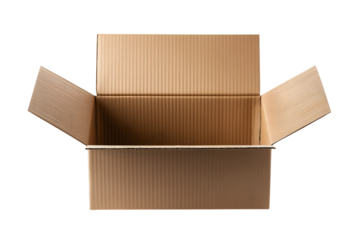 open cardboard box isolated on white background