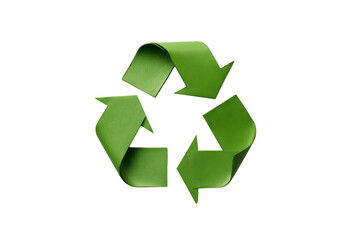 Obraz premium Green recycle symbol on environmental theme isolated on white background