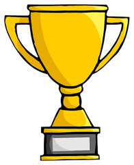cartoon trophy for design element. trophy with gold color. trophy images can be used for additional design elements