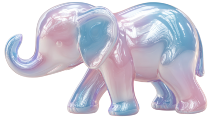 Cute rubber elephant toy pastel color glossy finish high detail on transparent background