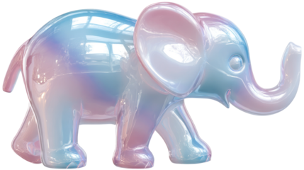 Cute rubber elephant toy pastel color glossy finish high detail on transparent background