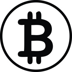 Digital cryptocurrency bitcoin logo symbol icon a bold black b inside a circle