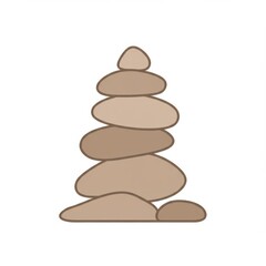 Stacked Pile of Smooth Brown Rocks Symbolizing Balance and Harmony Against White