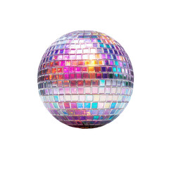 Disco ball with transparent glowing aura around it layered on transparent background