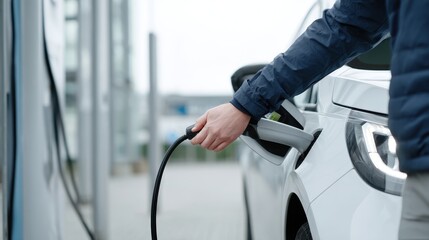Urban Setting with New Electric Car Charging Infrastructure