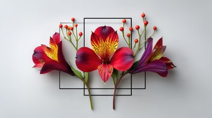 Floral arrangement, vibrant, modern