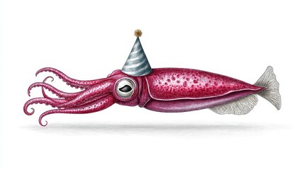 Festive Squid Illustration