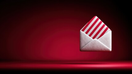 Floating envelope with red and white stripes