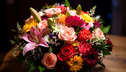 Vibrant bouquet of mixed flowers