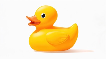 Fototapeta premium Iconic Yellow Rubber Duck Toy with Smooth Shading on a White Background