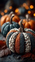 Group of Halloween pumpkins arranged together