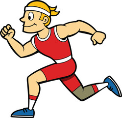 Running human vector athlete on running race silhouettes vector illustration