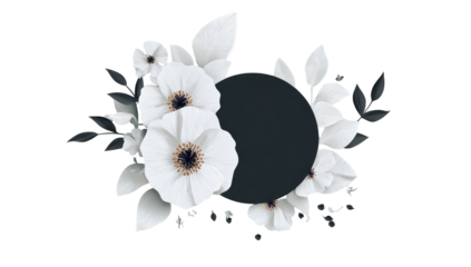 Floral frame with black circle