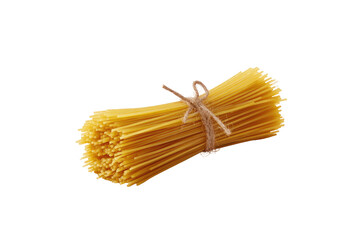 Bundled spaghetti, light gold hue, tied with twine